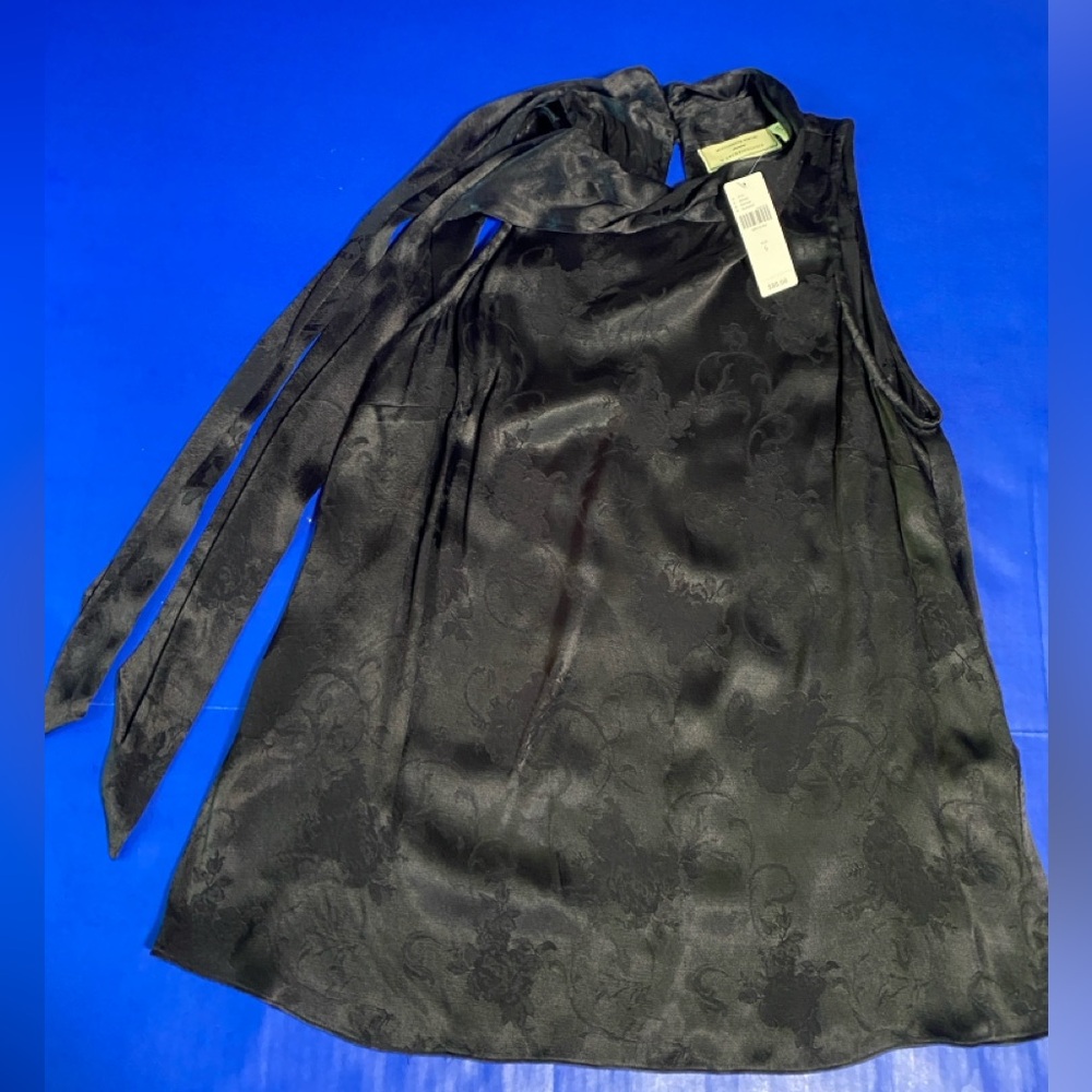 Anthropologie Moulinette Soeurs NWT Black Sleeveless High Neck w/Tie Blouse 6